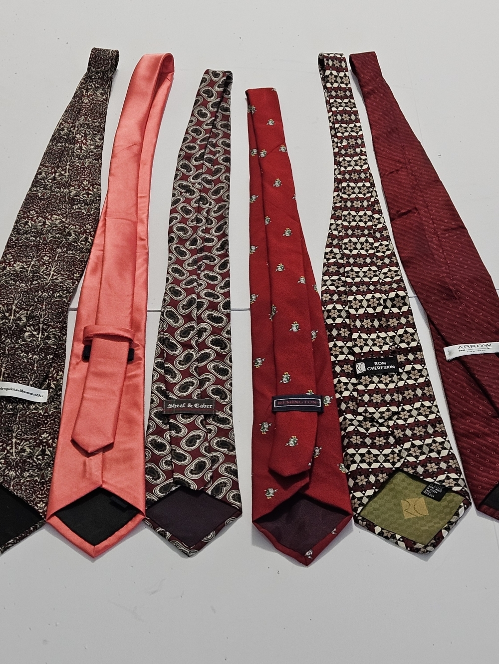 6 Misc. Name Brand Men's Silk Polyester Nylon Red Brown Multi-Colored Neck Ties - Picture 3 of 16